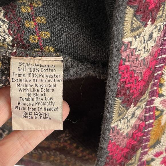 Johnny Was Quinn Embroidered Draped Cardigan Floral S Open Front - Picture 7 of 9